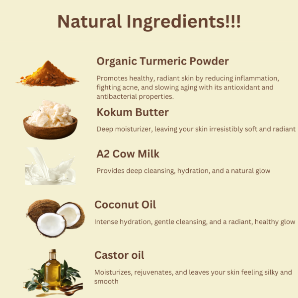 Turmeric Kokum | For Dry Skin | Organic Turmeric Powder | Kokum Butter | Fresh A2 Cow Milk | Coconut Oil | Lavender - Image 3