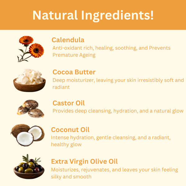 Calendula | For Sensitive Skin | Calendula | Cocoa Butter | Mango Butter | Cold Pressed Coconut Oil | Extra Virgin Olive Oil - Image 3