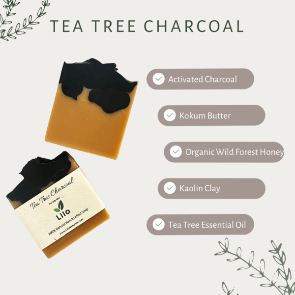 Tea Tree Charcoal | For Oily Skin | Activated Charcoal | Organic Wild Forest Honey | Kokum Butter | Tea Tree | Cold Pressed Coconut Oil. - Image 2