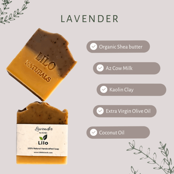 Lavender | For Dry Skin | Organic Wild Forest Honey | Cocoa Butter | Mango Seed Butter | Fresh A2 Cow Milk | Alkanet Root | Lavender | Cold Pressed Coconut Oil | Extra Virgin Olive Oil - Image 2