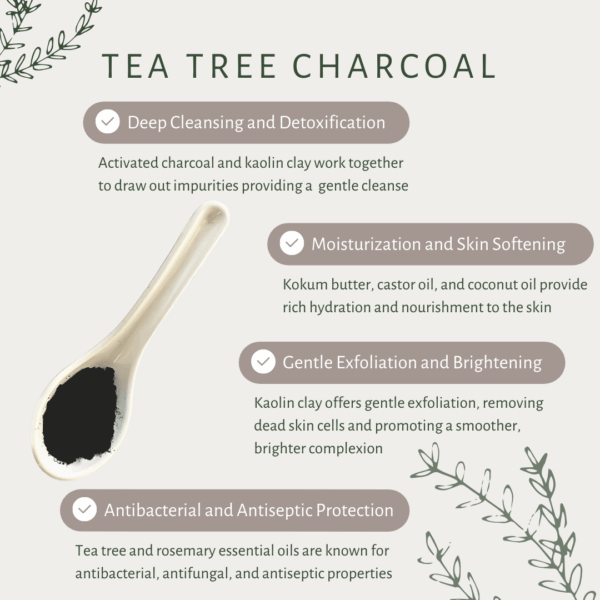 Tea Tree Charcoal | For Oily Skin | Activated Charcoal | Organic Wild Forest Honey | Kokum Butter | Tea Tree | Cold Pressed Coconut Oil. - Image 3