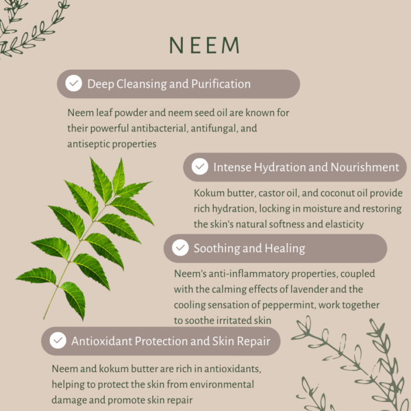 Neem | For All Skin Type | Organic Neem | Neem Seed Oil | Kokum Butter | Activated Charcoal | Cold Pressed Coconut Oil - Image 3