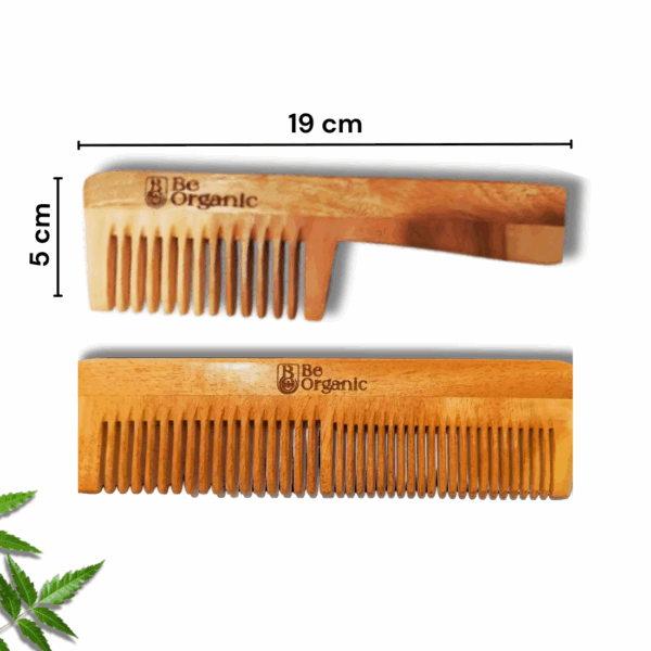 "Natural wooden neem comb for healthy hair and dandruff control"