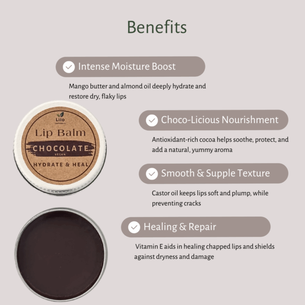 Lip Balm (Chocolate) | Cocoa | Mango Butter | Almond Oil | Vitamin E Oil - Image 4