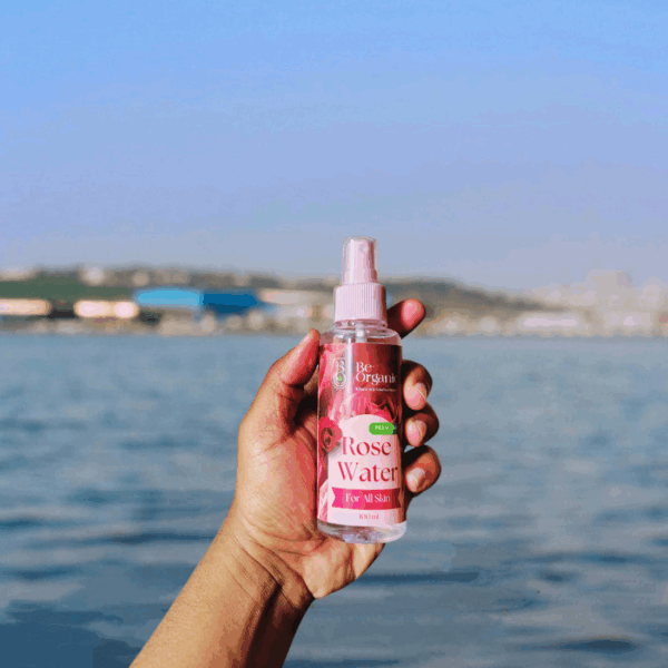 Be Organic rose water bottle – natural toner and hydrating face mist