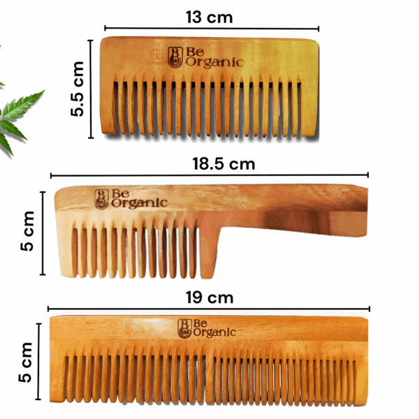 "Natural wooden neem comb for healthy hair and dandruff control"