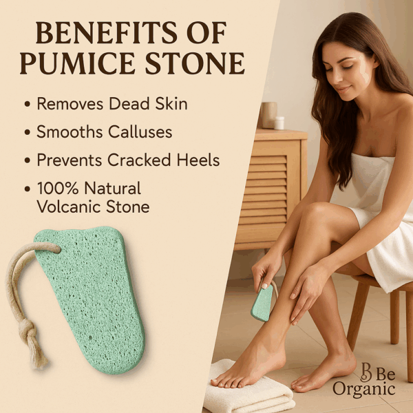 Be Organic Foot-Shaped Pumice Stone for Cracked Heels and Dead Skin Removal – Natural Foot Scrubber - Image 6