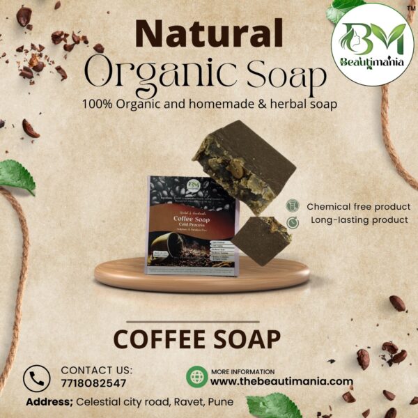 Beautimania Cold Process Coffee Soap -Pack of 1 -120 gm Herbal Soap Handmade Soaps for Bath Skin Whitening and Body Cleansing Bath Soap - Image 4