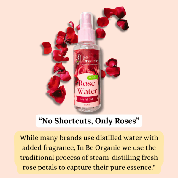 Be Organic rose water bottle – natural toner and hydrating face mist